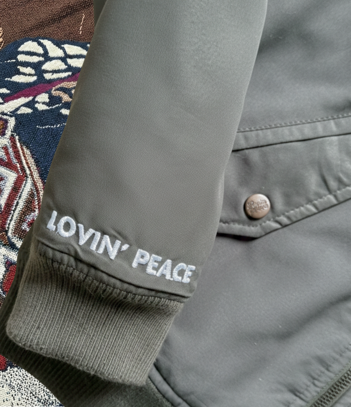 Olive Bomber with Blush Fur Collar (XS)
