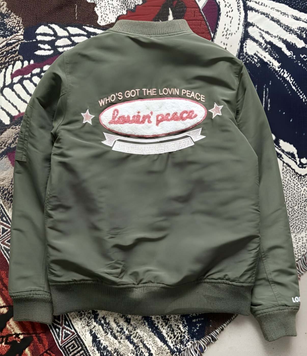 Olive Bomber with Blush Fur Collar (XS)