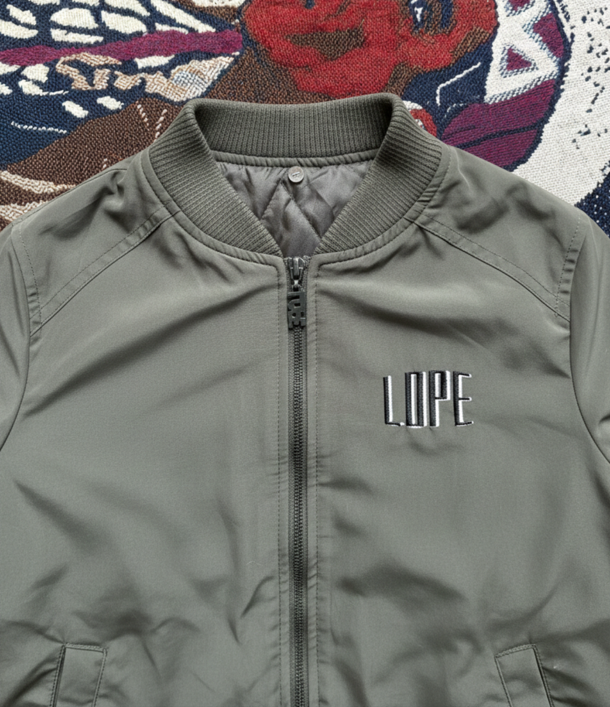Olive Bomber with Blush Fur Collar (XS)