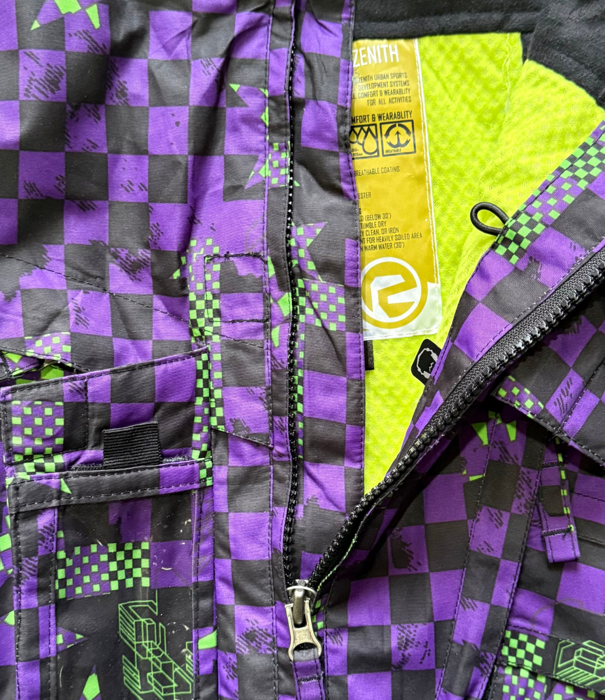 Purple Glitch Check Snow Jacket (M/L)