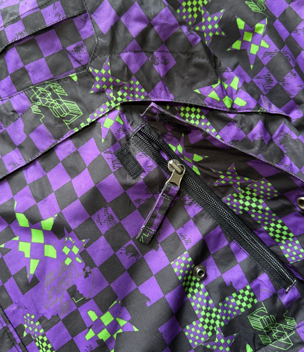 Purple Glitch Check Snow Jacket (M/L)