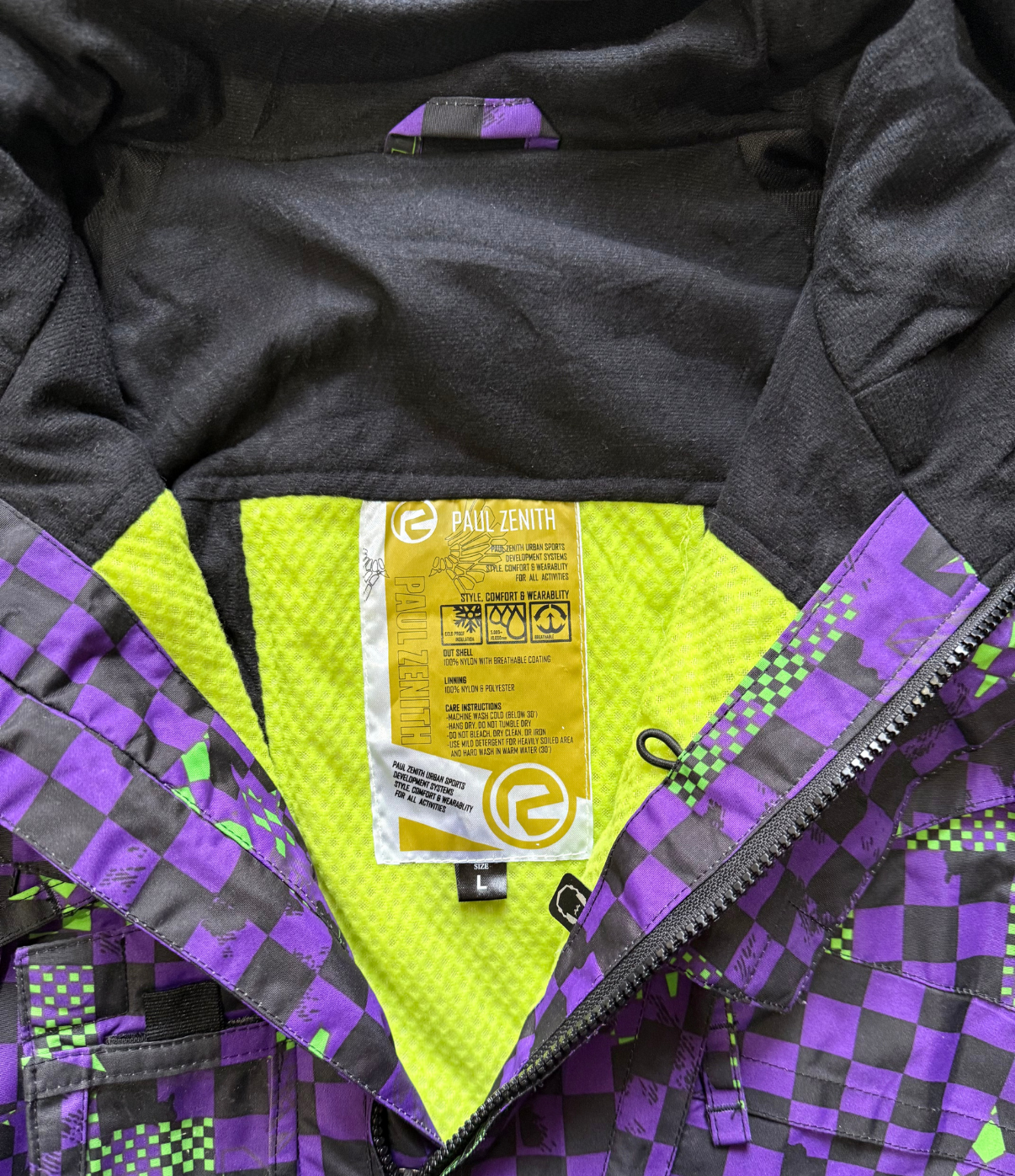 Purple Glitch Check Snow Jacket (M/L)